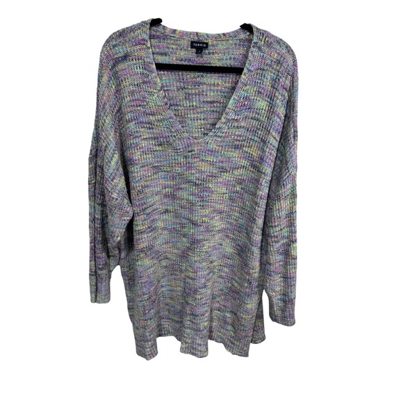 torrid Sweaters - Torrid V-Neck Tunic Sweater Women's 4X Multicolor Space Dye Knit Boho Cozy